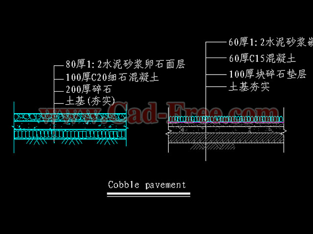 Cobble pavement CAD drawings
